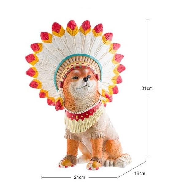 Shiba Indian Headdress Shiba Inu Figurine