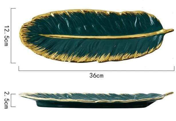 Green Leaf Serving Plate - Nordic Side - bis-hidden, bowls, dining, plates