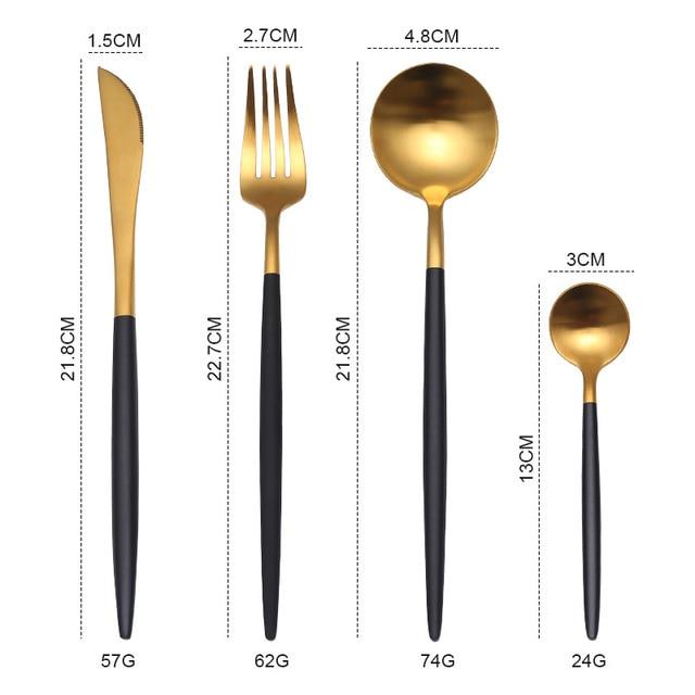 Black Luxury Gold Cutlery Set