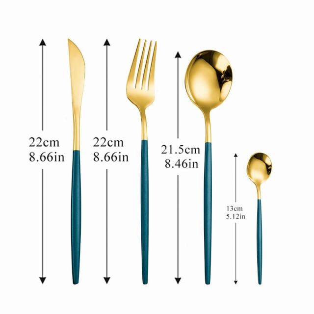 Green Elegant Stainless Steel Cutlery Set