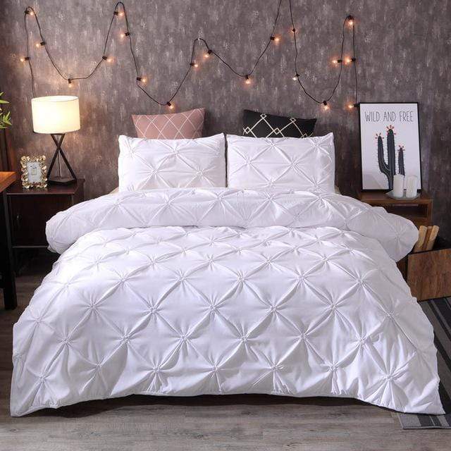 Pinch Pleat Duvet Cover Set - Nordic Side - bed, bedding, bis-hidden, duvet