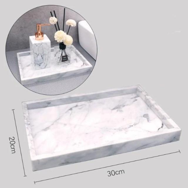 Gamela - Marble Texture Bathroom Storage Tray - Nordic Side - BATH, Bed & Bath