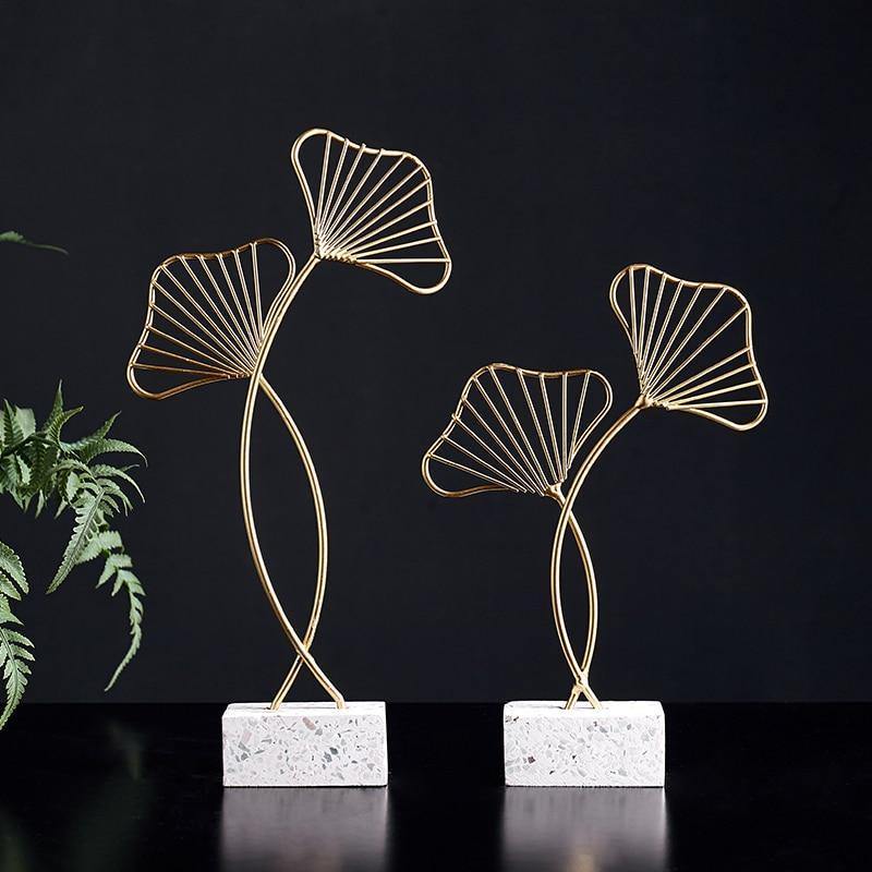 Modern Nature Figurines (Pair) - Nordic Side - figurine, flower, leaf, modern, nature, wreath