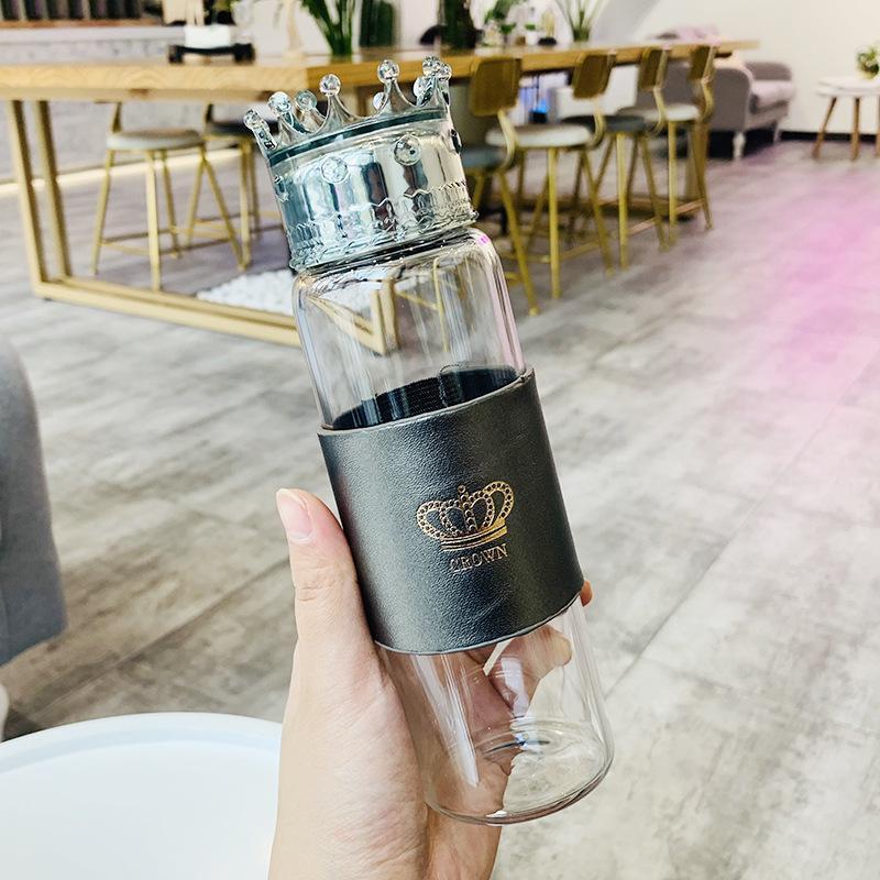 Crown Glass Water Bottle - Nordic Side - 