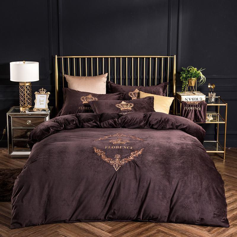 Crown Velvet Bedding Set - Nordic Side - 