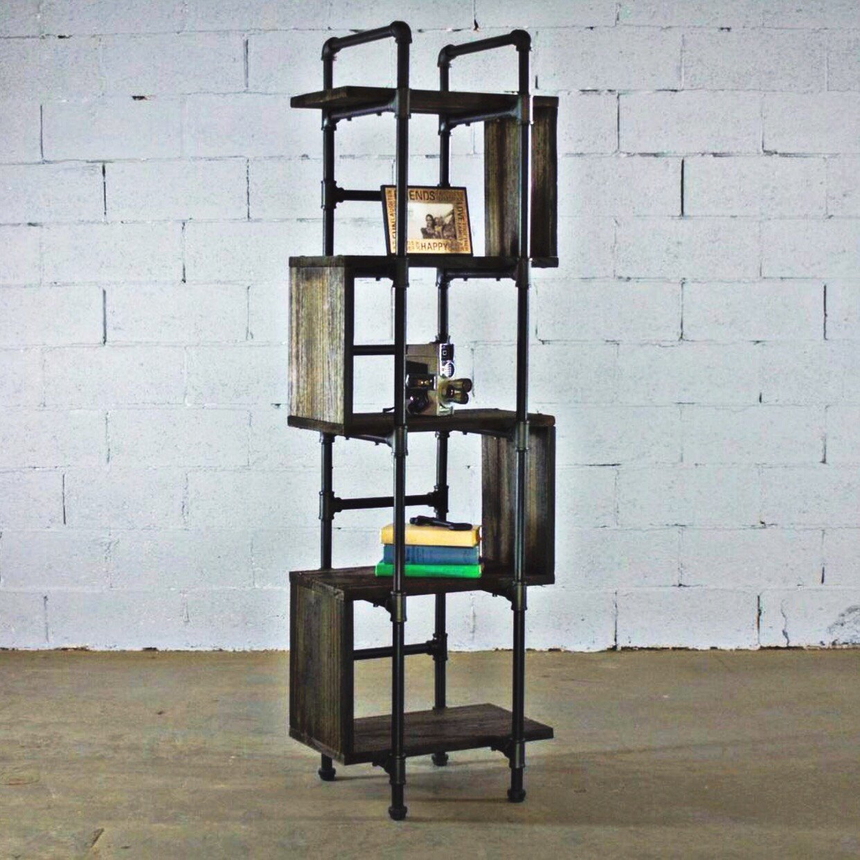 Modern Five Shelf Open Pipe Display Bookcase - Nordic Side - 10-07, feed-cl0-over-80-dollars, furniture-pipeline, furniture-tag, US