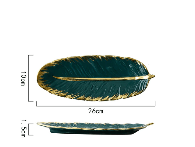 Green Leaf Serving Plate - Nordic Side - bis-hidden, bowls, dining, plates