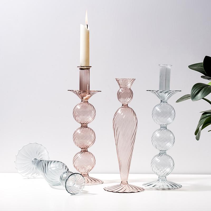Crystal Colored Glass Candlestick