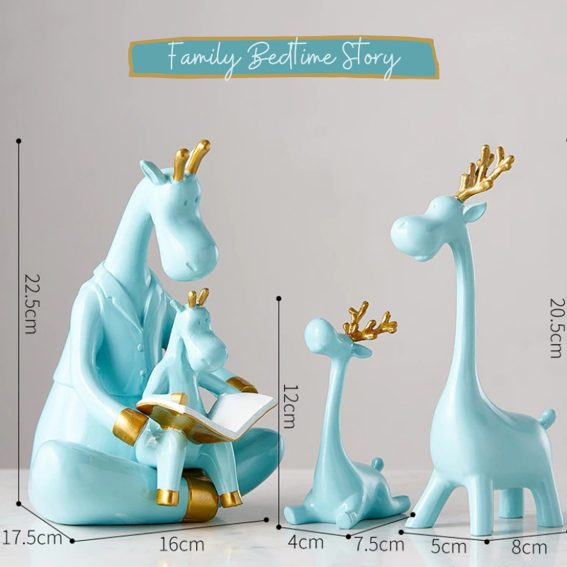 HomeQuill™ Bionic Style Blue Giraffe Figurine Set - Nordic Side - 