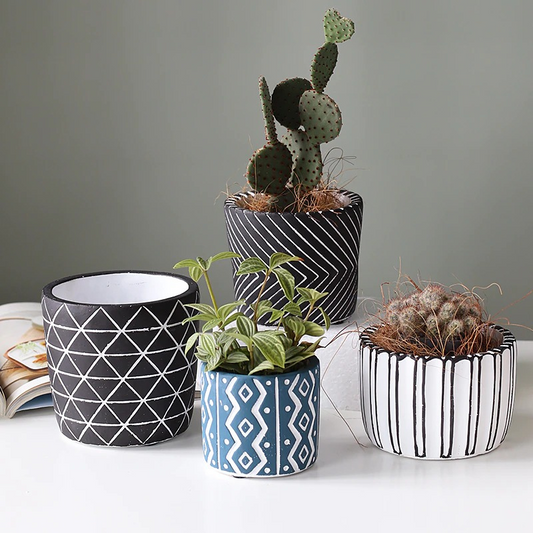 HomeQuill™ Retro Geometric Flower Pots - Nordic Side - 