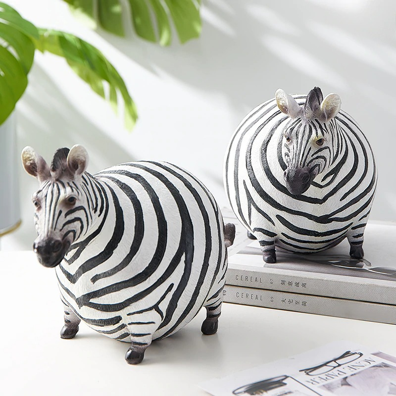 HomeQuill™ Fat Zebra Figurines - Nordic Side - 