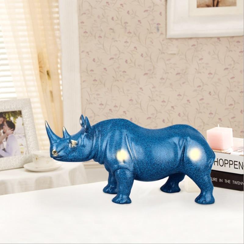 Cerulean Rhino Figurine - Nordic Side - cerulean, figurine, rhino