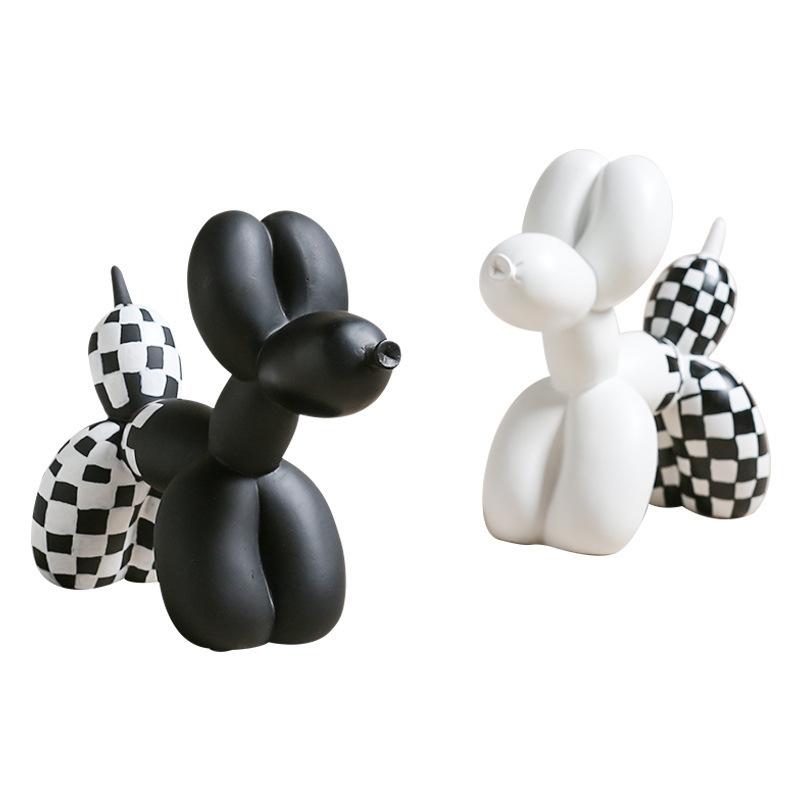 Checkered Balloon Dog Sculpture