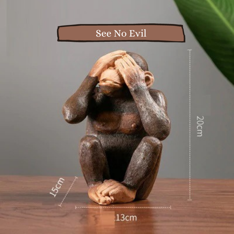 HomeQuill™ Three Wise Monkeys Figurines - Nordic Side - 