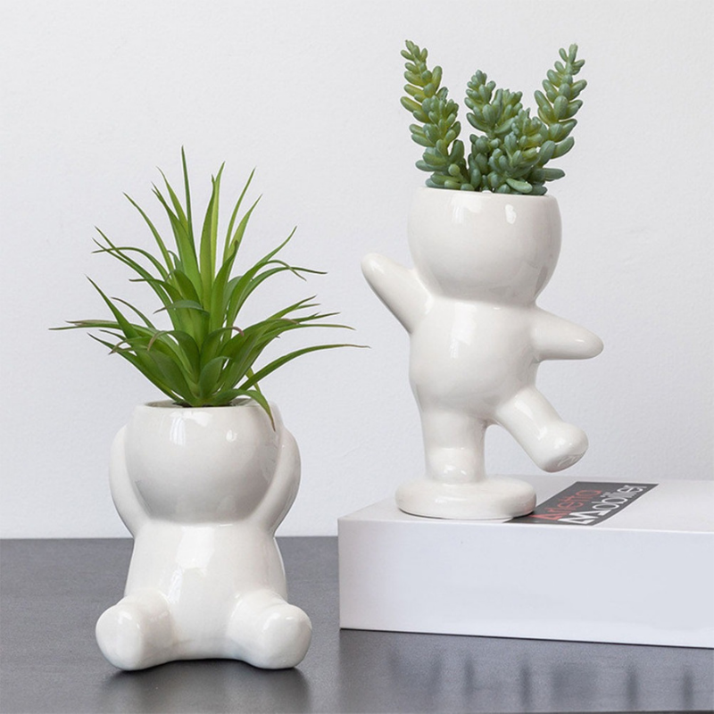 HomeQuill™ Ceramic Human Succulent Pot - Nordic Side - 