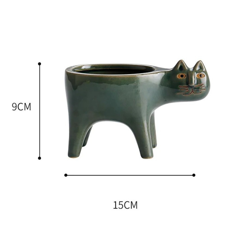 HomeQuill™ Ceramic Cat Flower Pots - Nordic Side - 