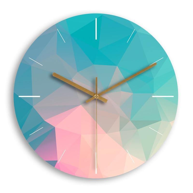 Vibrant Geometric Wall Clock - Nordic Side - clock, geometric, vibrant