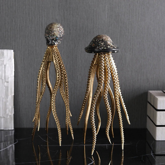HomeQuill™ Luxury Octopus and Jellyfish Tabletop Figurine - Nordic Side - 