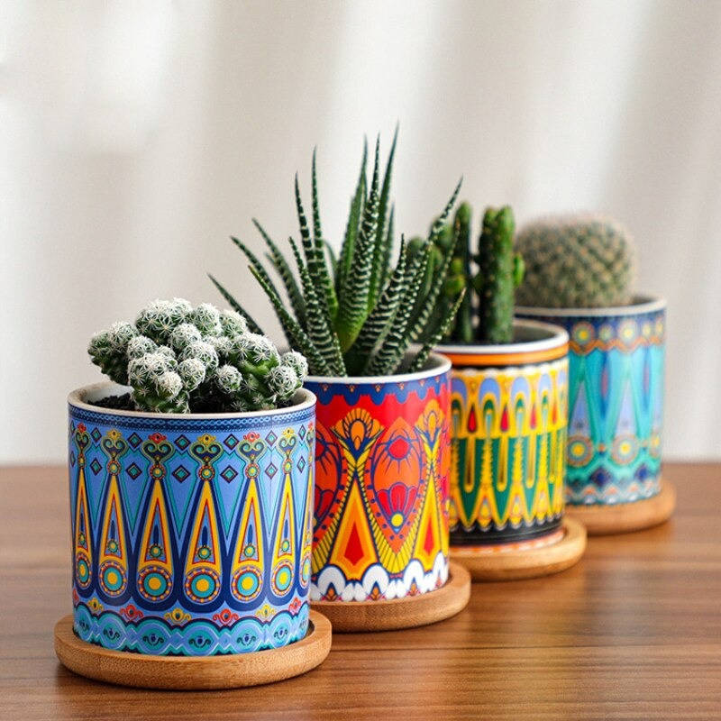 HomeQuill™ American Art Colorful Flower Pots - Nordic Side - 