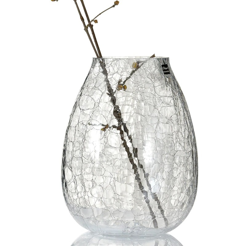 HomeQuill™ Luxury Glazed Ice Flower Glass Vase - Nordic Side - 