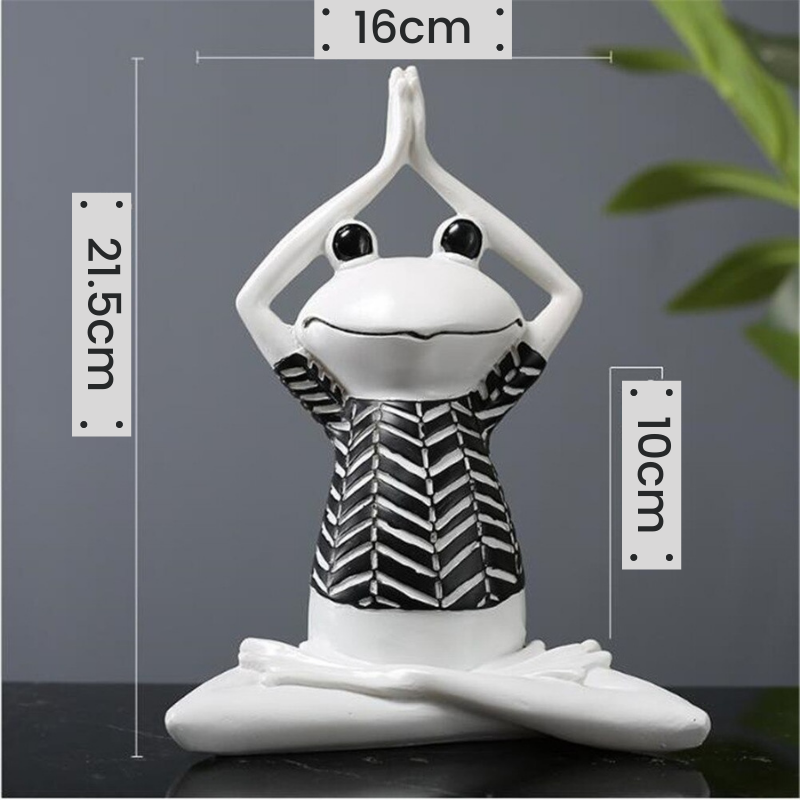 HomeQuill™ Modern B&W Yoga Frog Figurines - Nordic Side - 