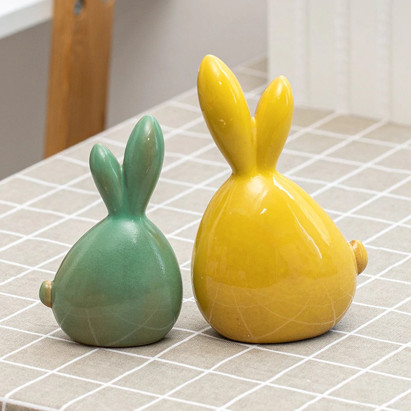 HomeQuill™ Ceramic Bunny Tabletop Set - Nordic Side - 