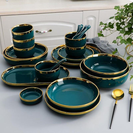 Green Ceramics Tableware Set