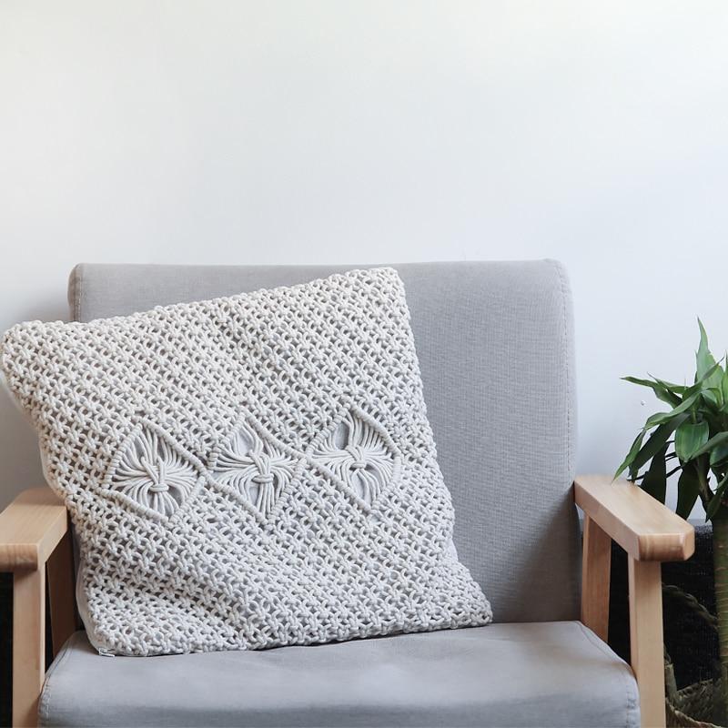 Hand Woven Macrame Pillow Cushion Cover - Nordic Side - Living Room, MacramÃ©, not-hanger, Pillows