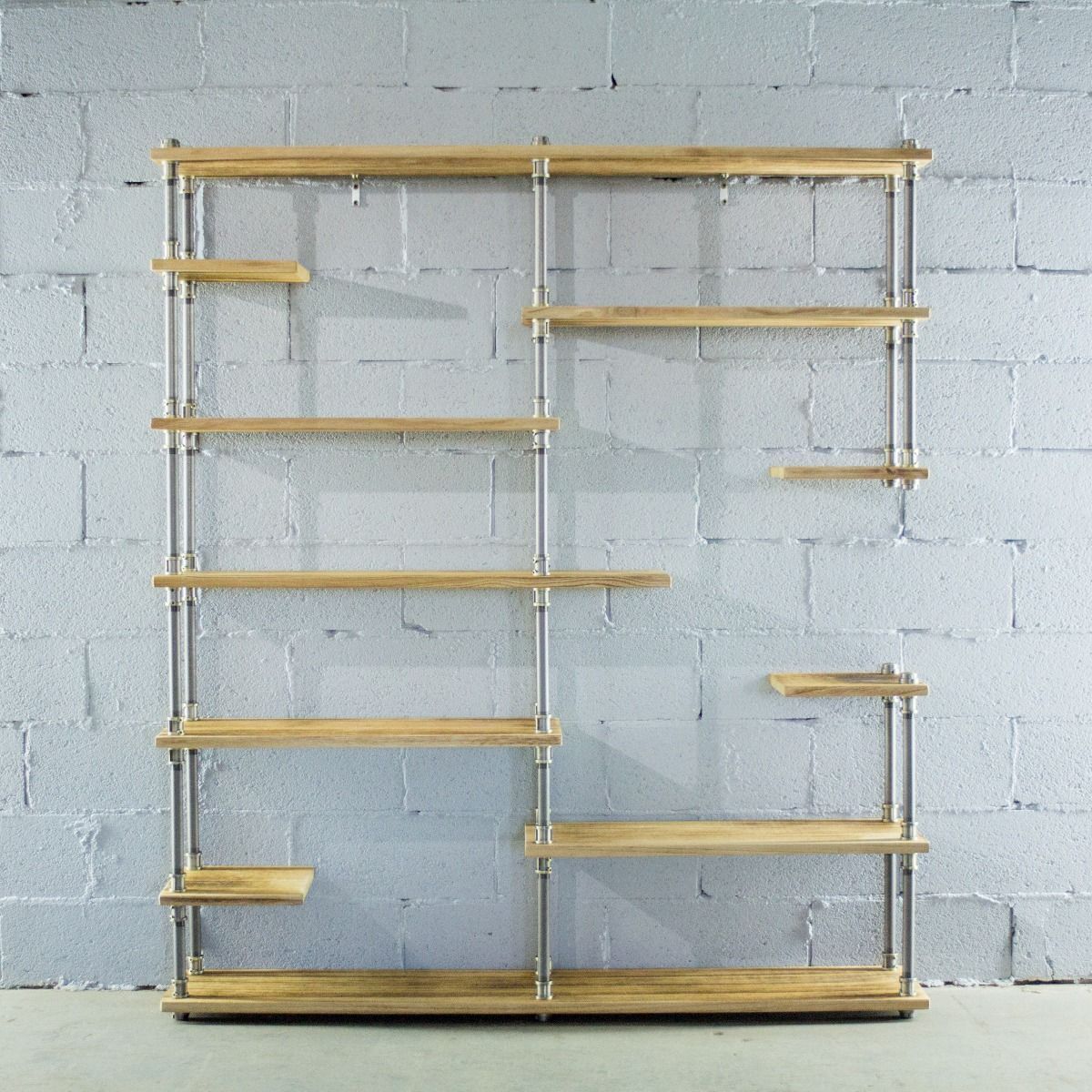 Open Eleven Shelf Industrial Pipe Bookcase - Nordic Side - 10-07, feed-cl0-over-80-dollars, furniture-pipeline, furniture-tag, US