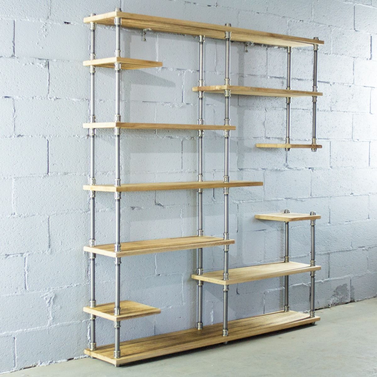 Open Eleven Shelf Industrial Pipe Bookcase - Nordic Side - 10-07, feed-cl0-over-80-dollars, furniture-pipeline, furniture-tag, US