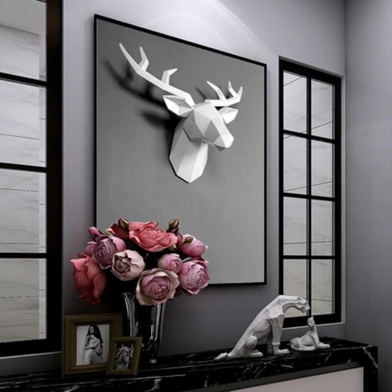 HomeQuill™ Geometric 3D Deer Head Wall Decoration - Nordic Side - 