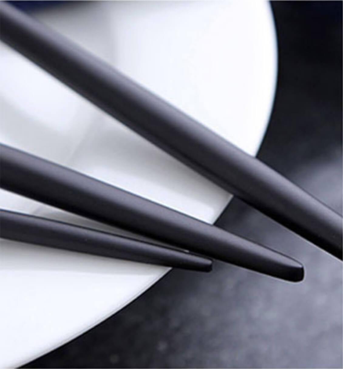 4 Pcs Black & Silver Cutlery Set - Nordic Side - 