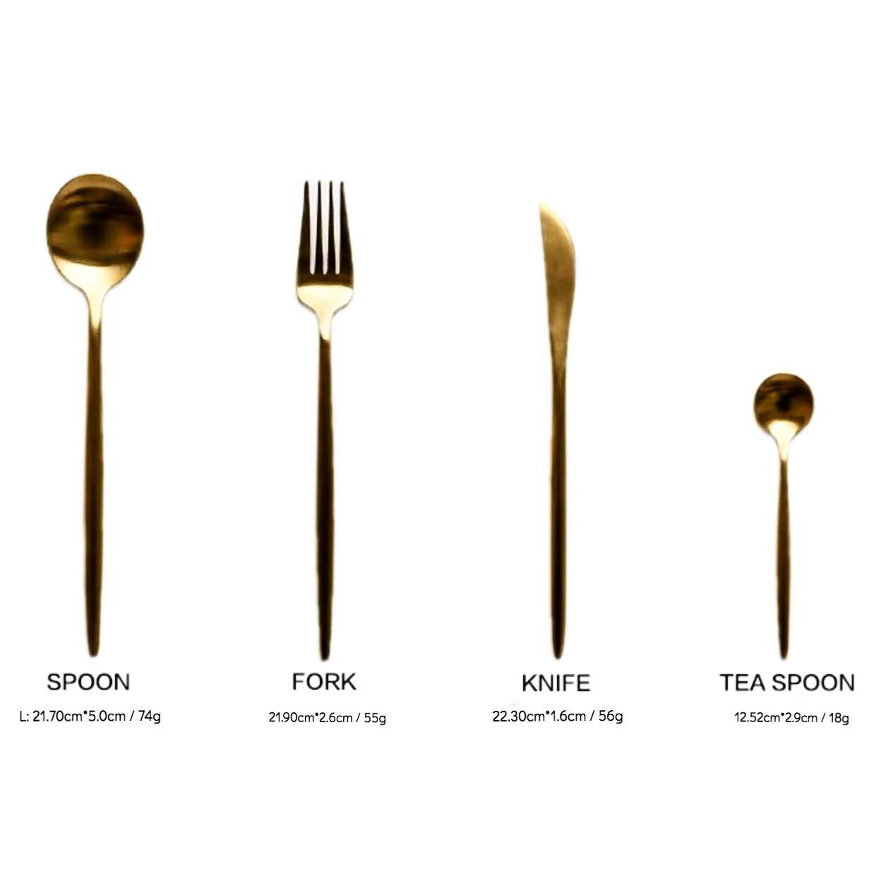 4 Pcs Pure Gold Cutlery Set - Nordic Side - 