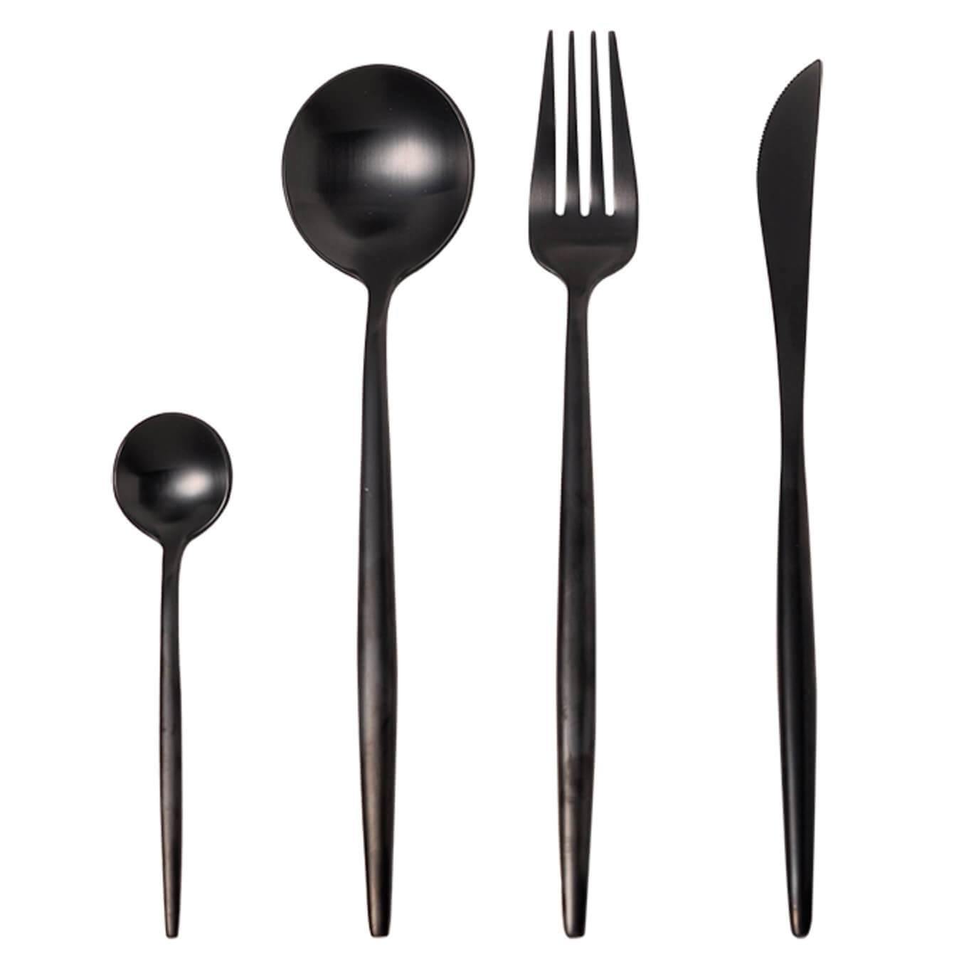 4 Psc Black Cutlery Set - Nordic Side - 