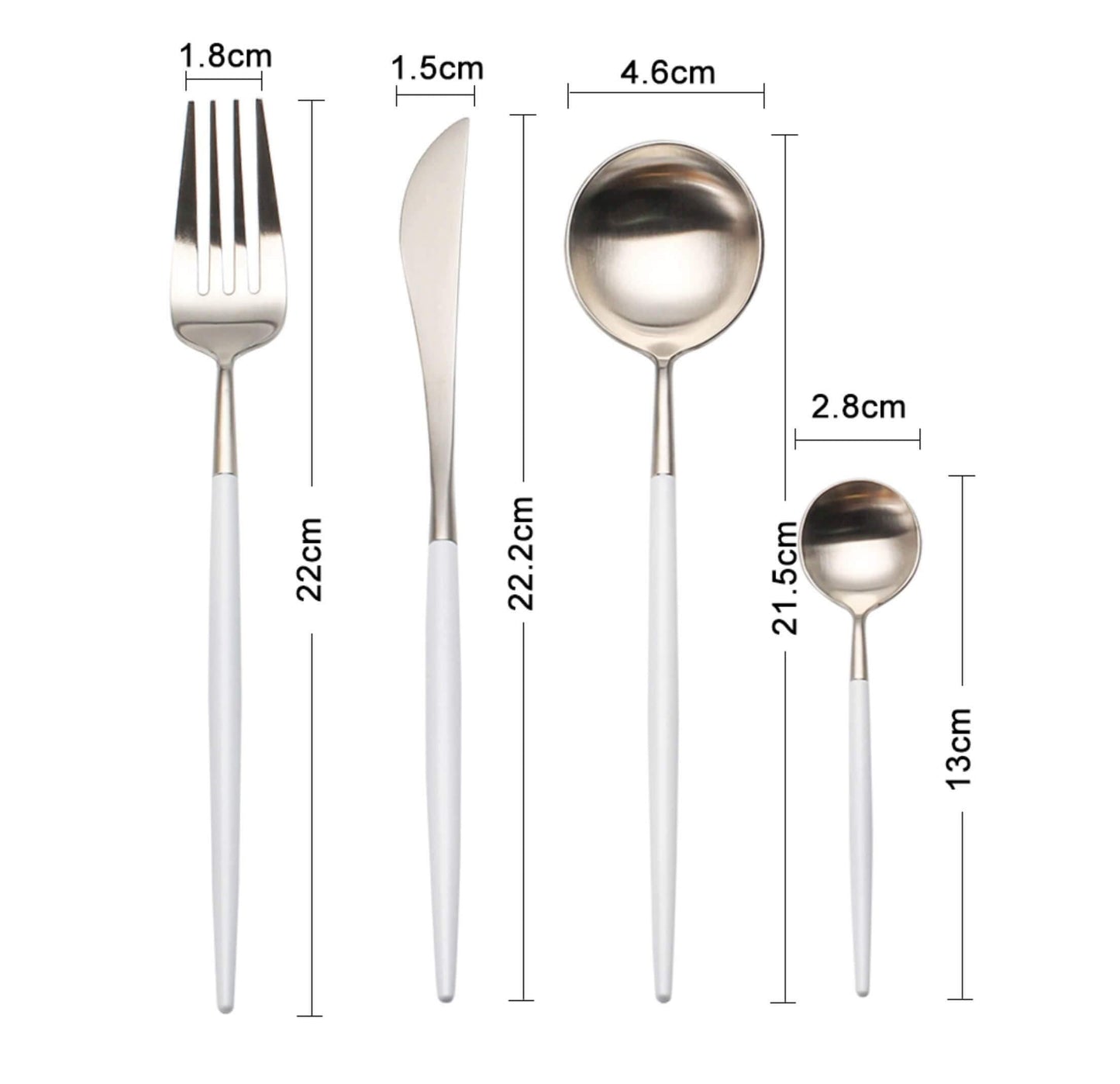 4 Pcs White & Gold Cutlery Set - Nordic Side - 