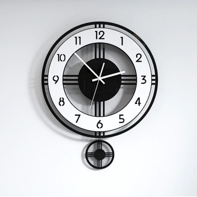 HomeQuill™ Modern Pendulum Quartz Wall Clock - Nordic Side - 