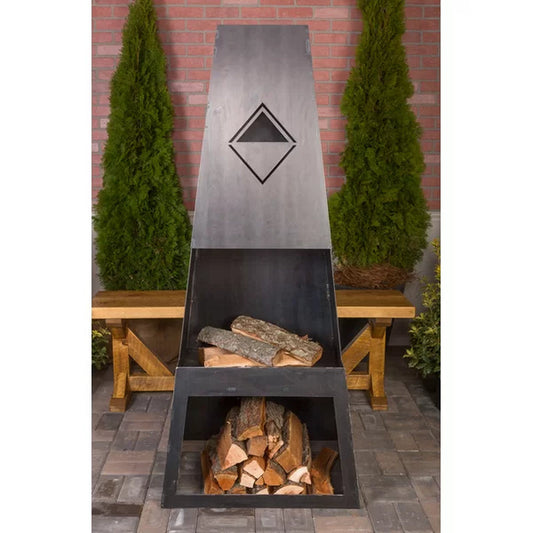 Dillonvale 66'' H Steel Wood Burning Outdoor Fireplace