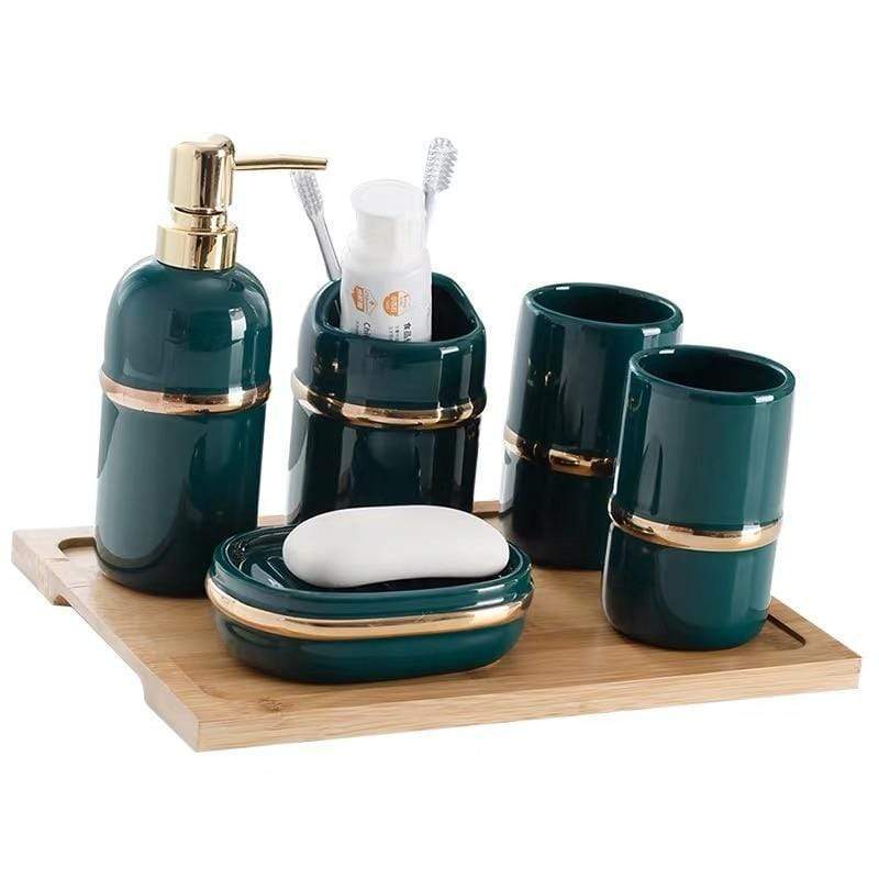 Gold Ring Bathroom Accessories Set - Nordic Side - bath, bathroom accessories