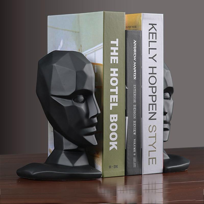 Decorative Face Bookends (Pair) - Nordic Side - book, decorative, face, holders