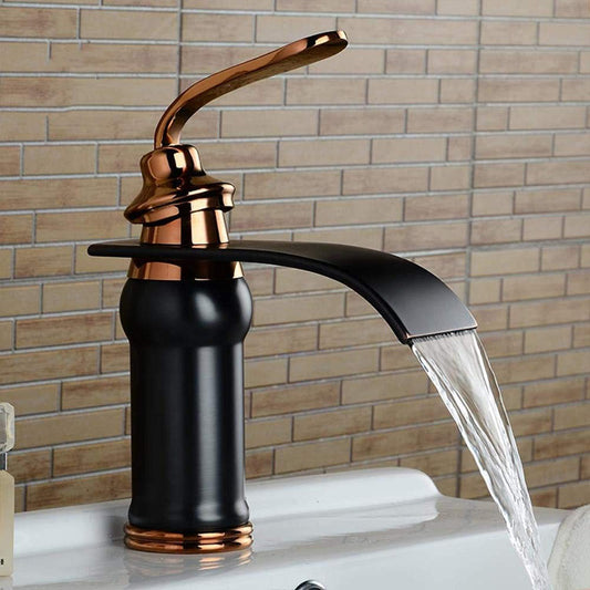 Ames - Vintage Brass Waterfall Faucet - Nordic Side - 09-11, bathroom, bathroom-collection, bathroom-faucet, fab-faucets, faucet, feed-cl0-over-80-dollars, kitchen, kitchen-faucet, modern, mo