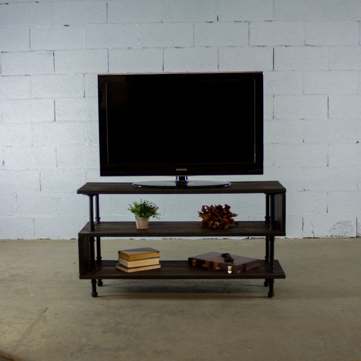 Modern Aged Wood Finish TV Cabinet - Nordic Side - 10-17, feed-cl0-over-80-dollars, furniture-pipeline, furniture-tag, US