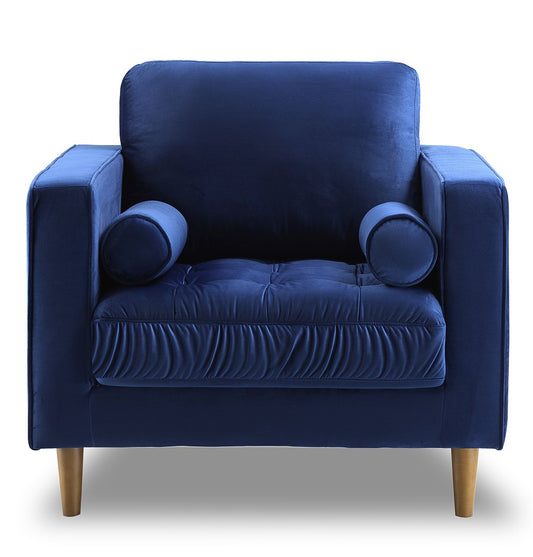 Bente - Tufted Blue Velvet Lounge Chair