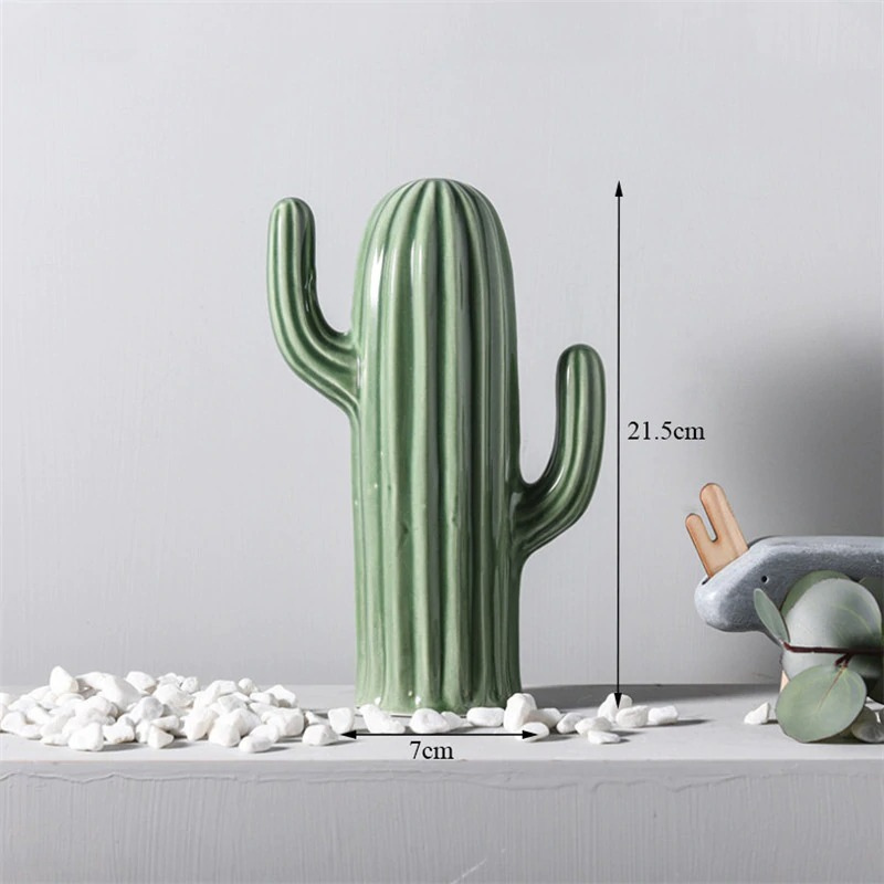 HomeQuill™ Ceramic Cactus Figurines - Nordic Side - 