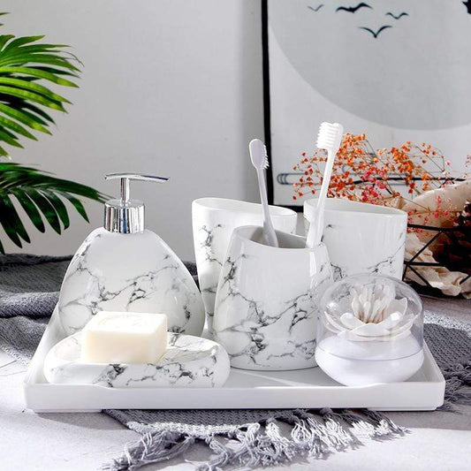 Marble Wash Bathroom Accessories Set - Nordic Side - bathroom accessories