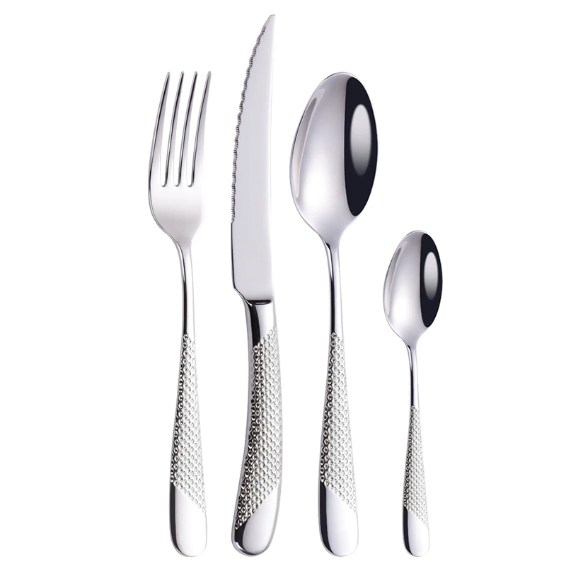 Ferran Diagonal Textured Stainless Steel Cutlery Set - Nordic Side - 24, Cutlery, Diagonal, Ferran, Pcs, Set, Stainless, Steel, Textured