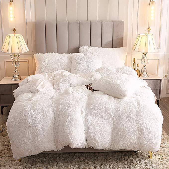 Fluffy Duvet Cover With Pillow Cover 3 Pieces Set - Nordic Side - 