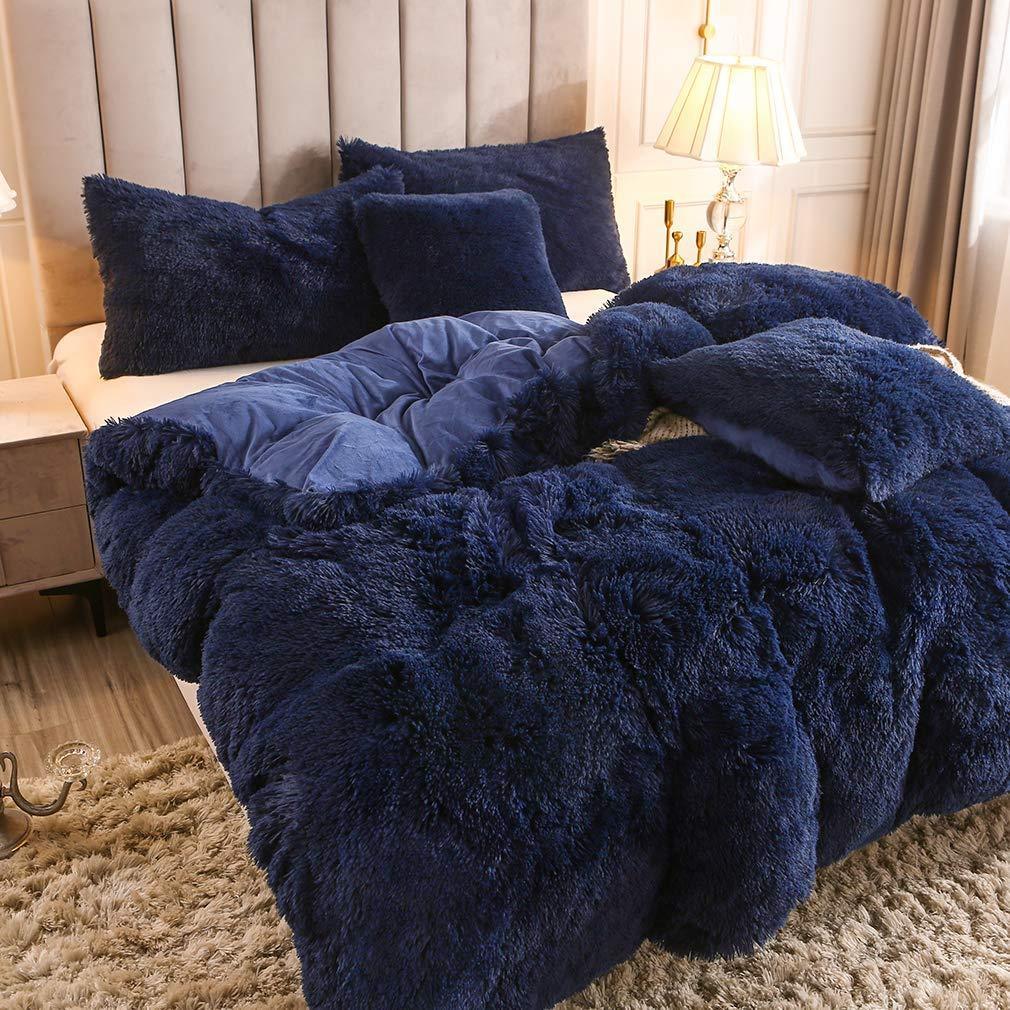 Fluffy Duvet Cover With Pillow Cover 3 Pieces Set - Nordic Side - 