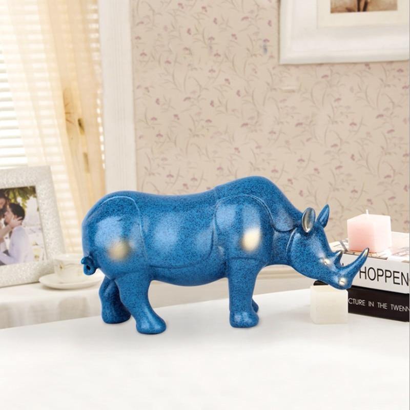 Cerulean Rhino Figurine - Nordic Side - cerulean, figurine, rhino