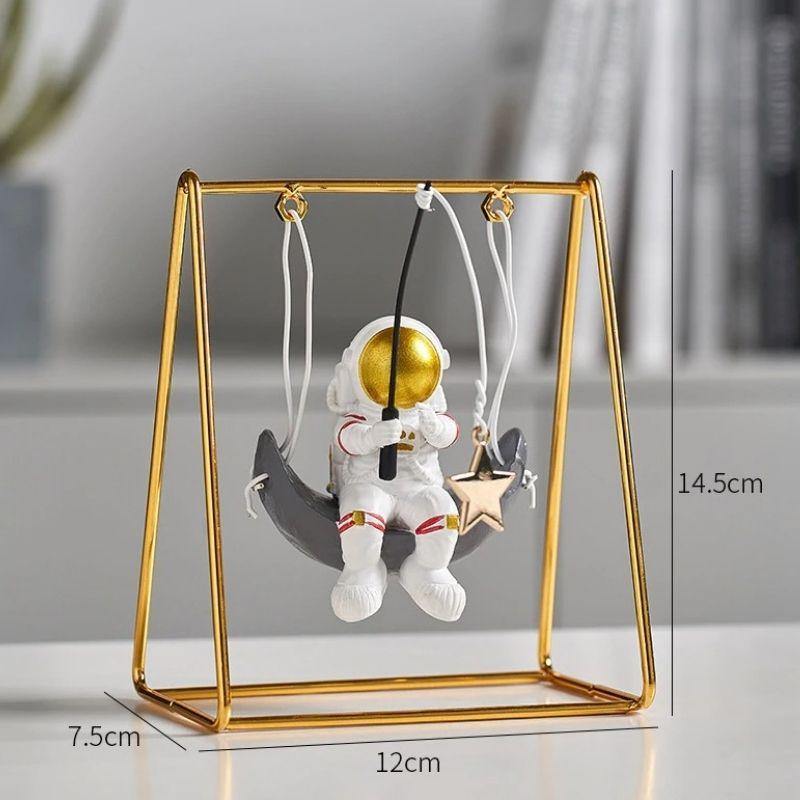 HomeQuill™ Mini Astronaut on a Swing Figurine - Nordic Side - 