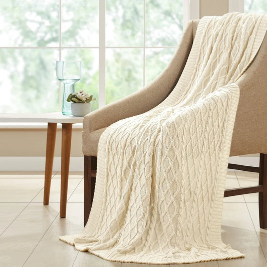 Modern Threads Oversized Cable-Knit Cotton Throw Blanket (50 X 70)